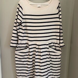 Crewcuts Ivory and Navy Striped TShirt Dress